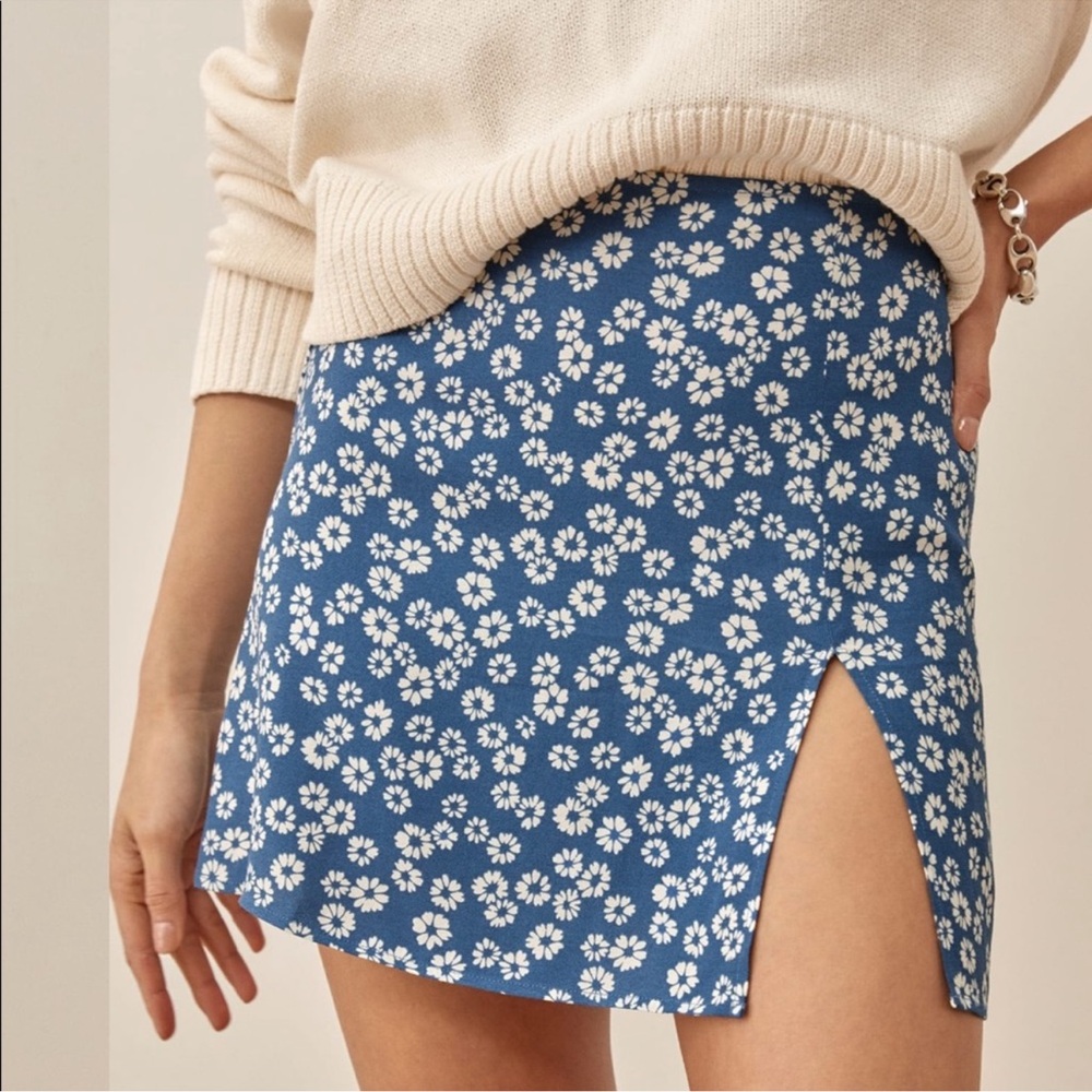 Reformation Margot Mini Skirt with Side Slit Color Dana